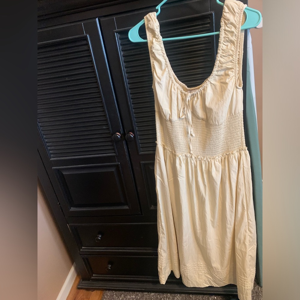 La Hearts Cream Smocked Dress